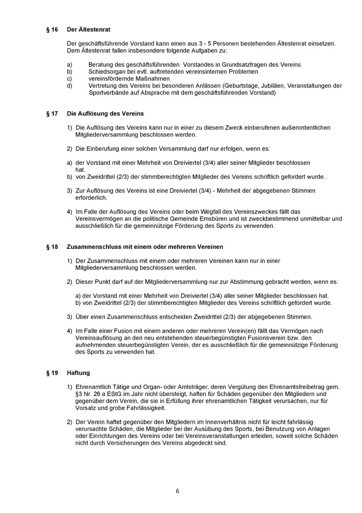 Neufassung der Vereinssatzung des SV Concordia Emsbüren 1919 e6 Custom